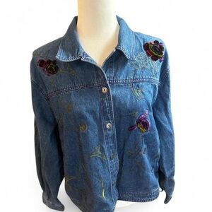 Tantrums Denim Jacket with Floral Details